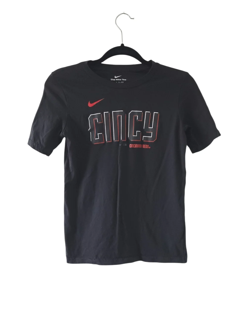 Nike Black 'Cincy' Cincinnati Red Kids Medium Short Sleeve Tee with Red Accents